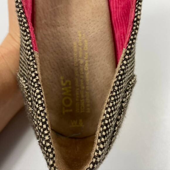 Women's Toms Stella Peep Toe Cork Wedge Shoes Tweed Black & Natural Size 8 - Picture 8 of 9